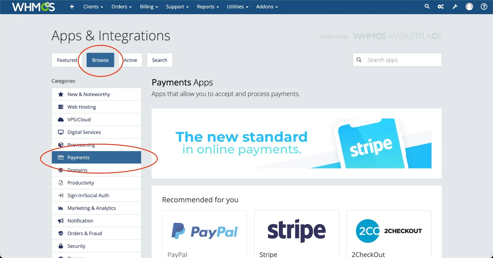 Browse Payments