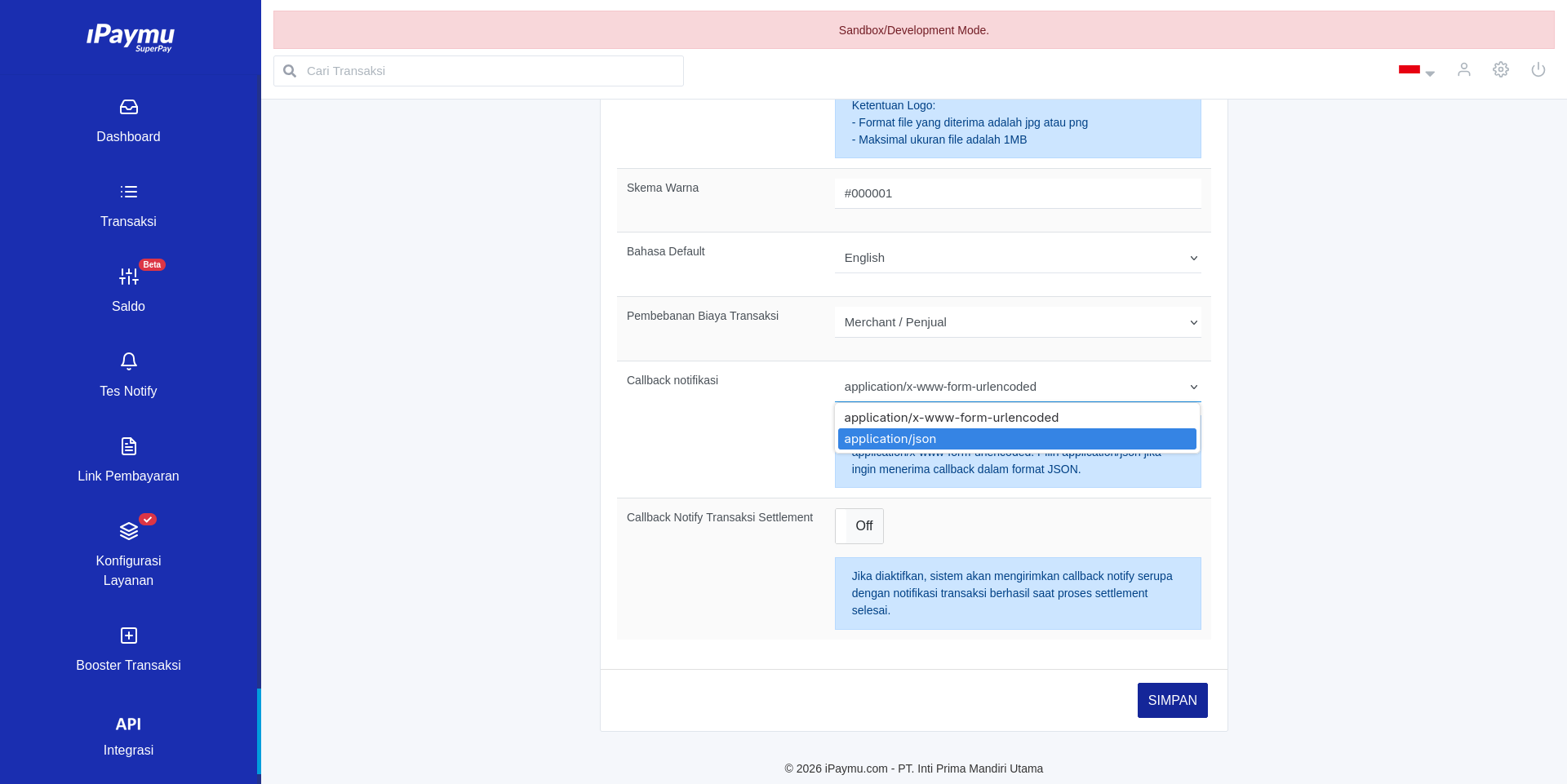 Pengaturan Webhook iPaymu
