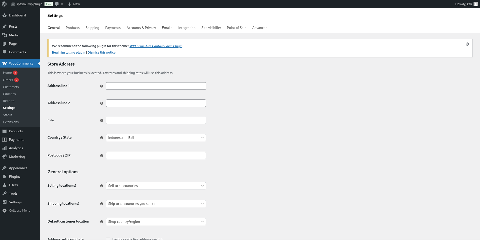 Pengaturan WooCommerce