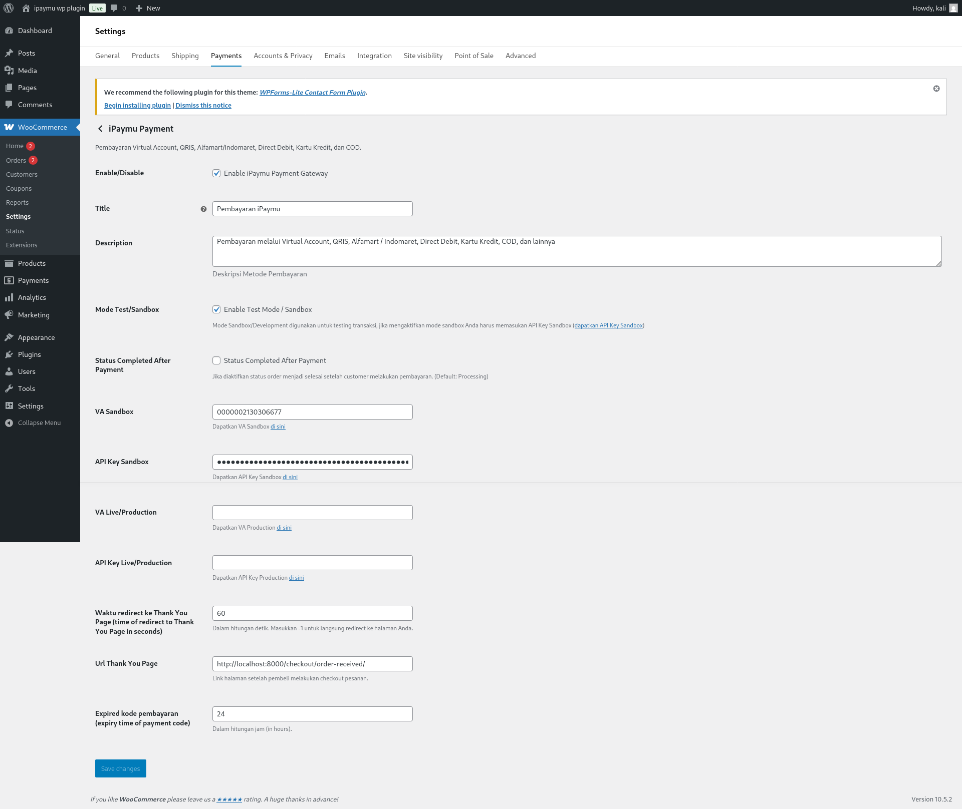 Pengaturan API Key