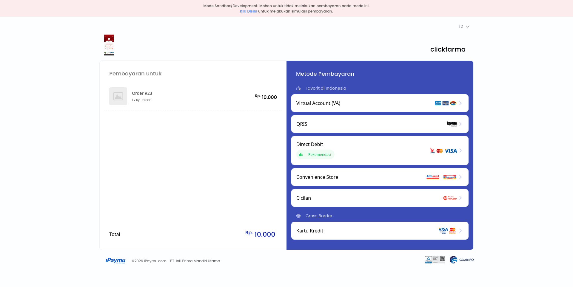 Pilih iPaymu di Checkout